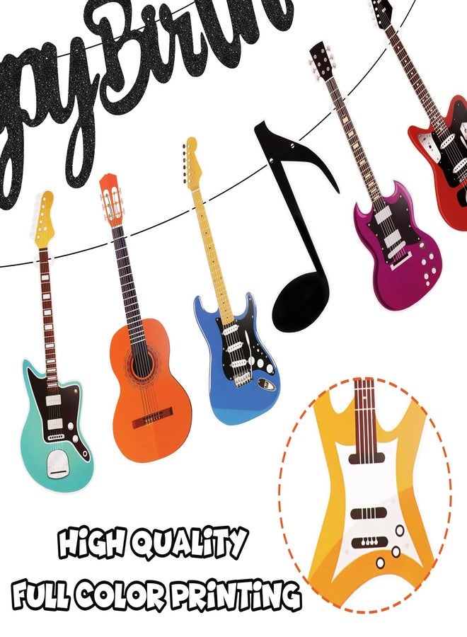 Abilat 2 Pcs Guitar Happy Birthday Party Banner Music Theme Party Backdrop Decorations Guitar Cutout Banner for Rock and Roll Party - Image 3